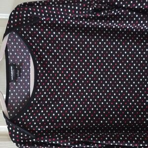 LIZ CLAIBORNE BRAND WOMEN'S BLACK POLKA-DOTS LONG SLEEVES TOP SIZE LARGE